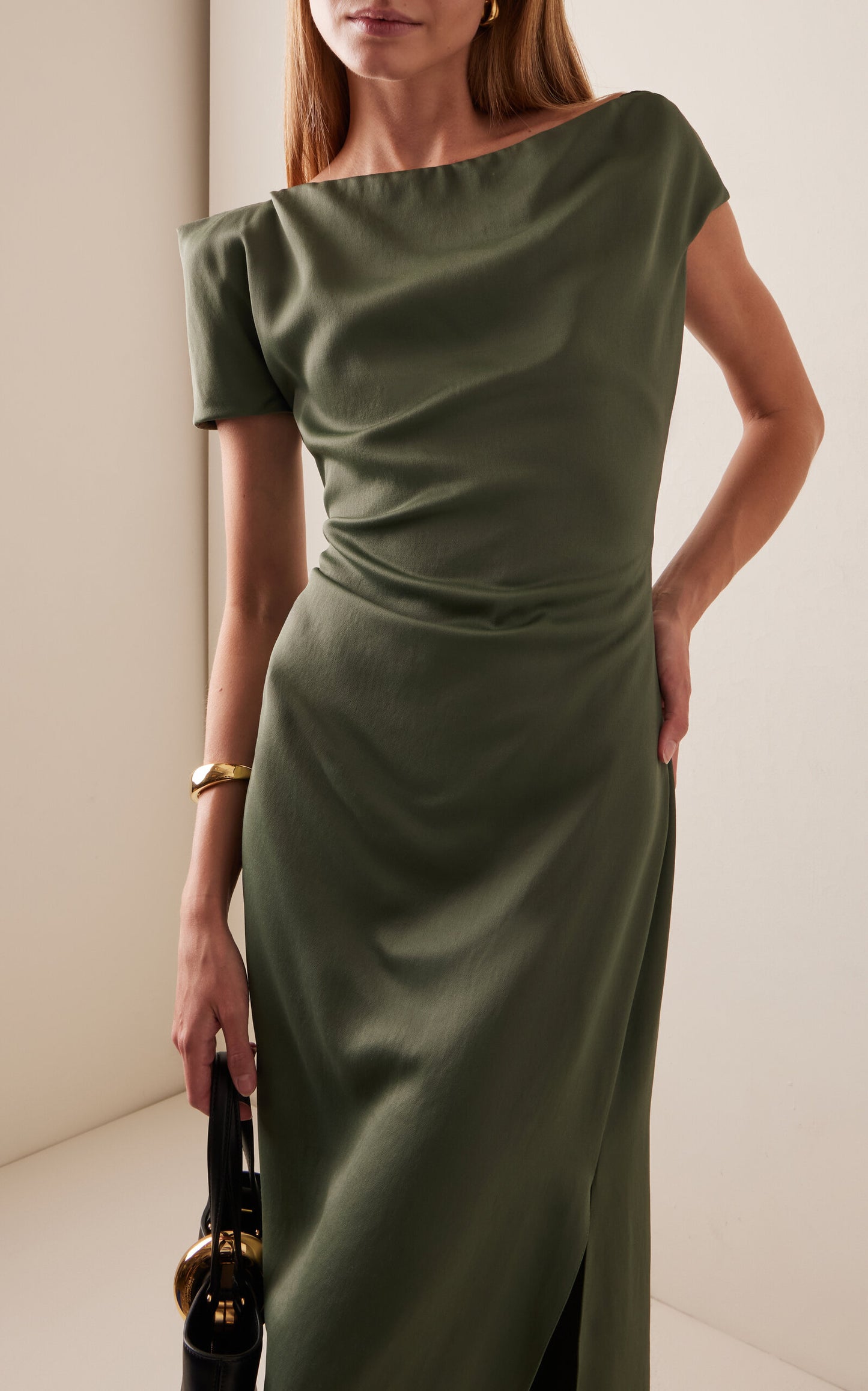 Party Dresses Asymmetric Satin Maxi Dress Gentle beautiful and grand