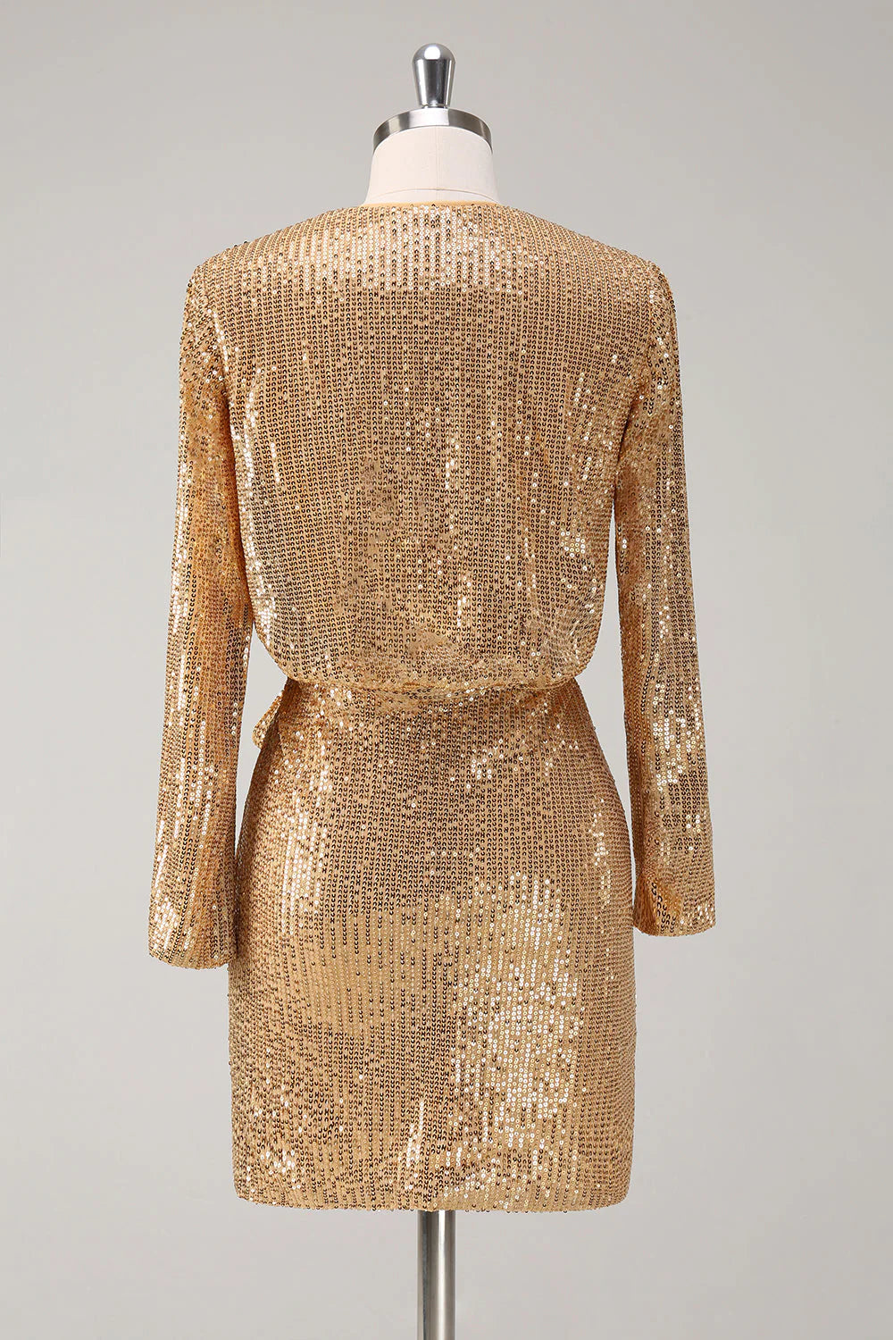 Bodycon Golden V Neck Short Tight Party Dress