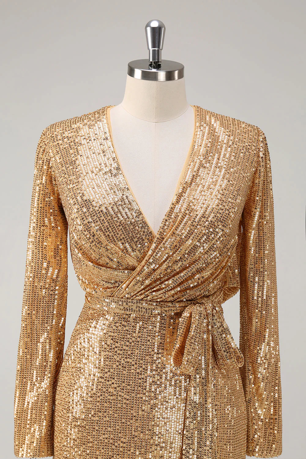 Bodycon Golden V Neck Short Tight Party Dress