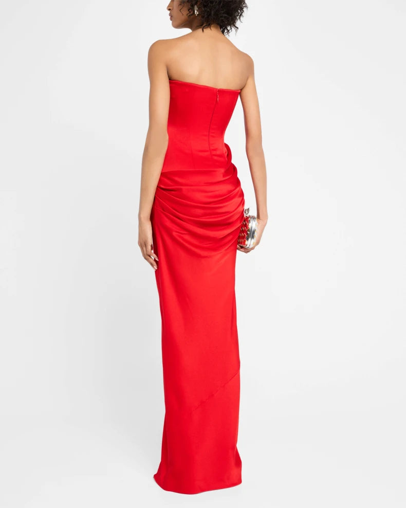 Strapless Draped Satin Crepe Gown Charming and unique design Beautiful generous simple