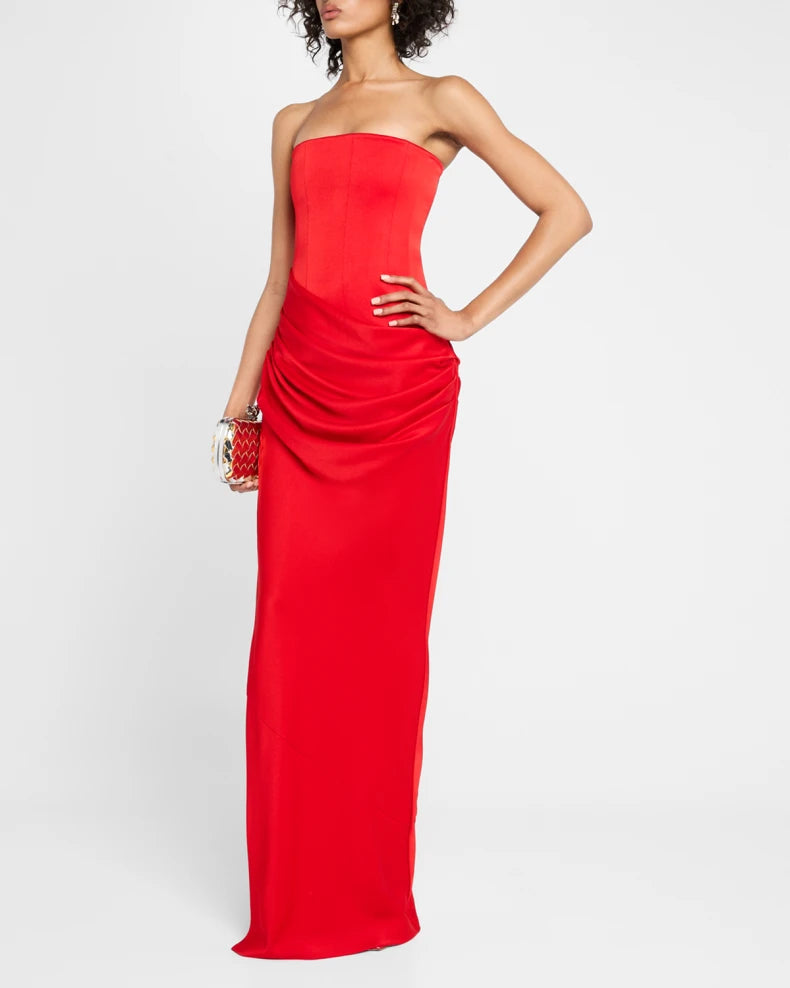 Strapless Draped Satin Crepe Gown Charming and unique design Beautiful generous simple