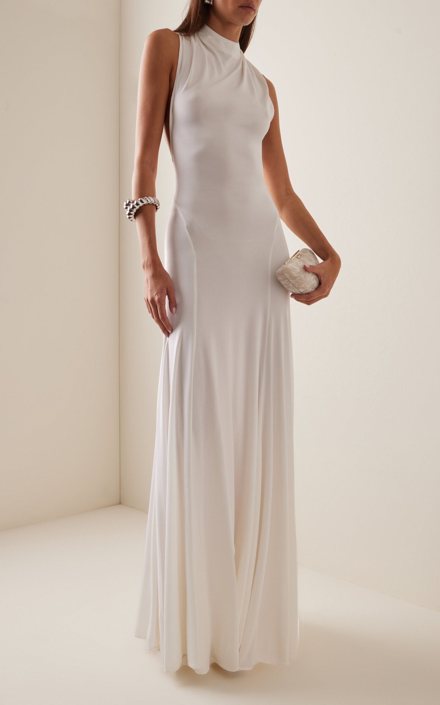 Maico Mock-Neck Jersey Gown Simple gentle beautiful and grand
