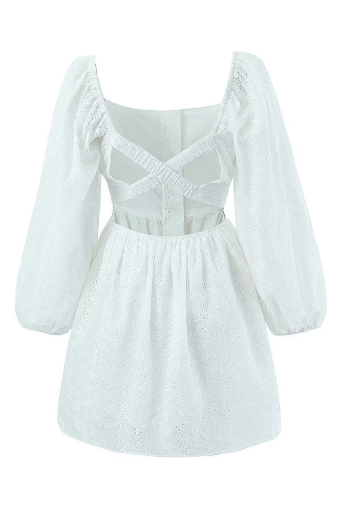 Classy White Long Sleeves Short Graduation Dress