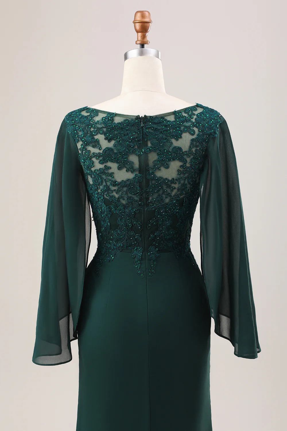 Mermaid V Neck Beaded Mother of the Bride Dress With Long Sleeves