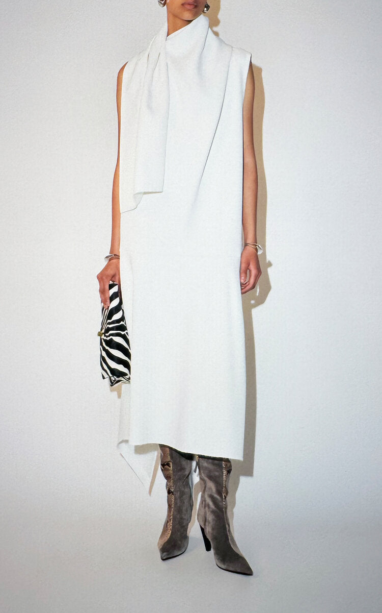 Draped Crepe-Satin Midi Dress Full of charm simple and atmospheric