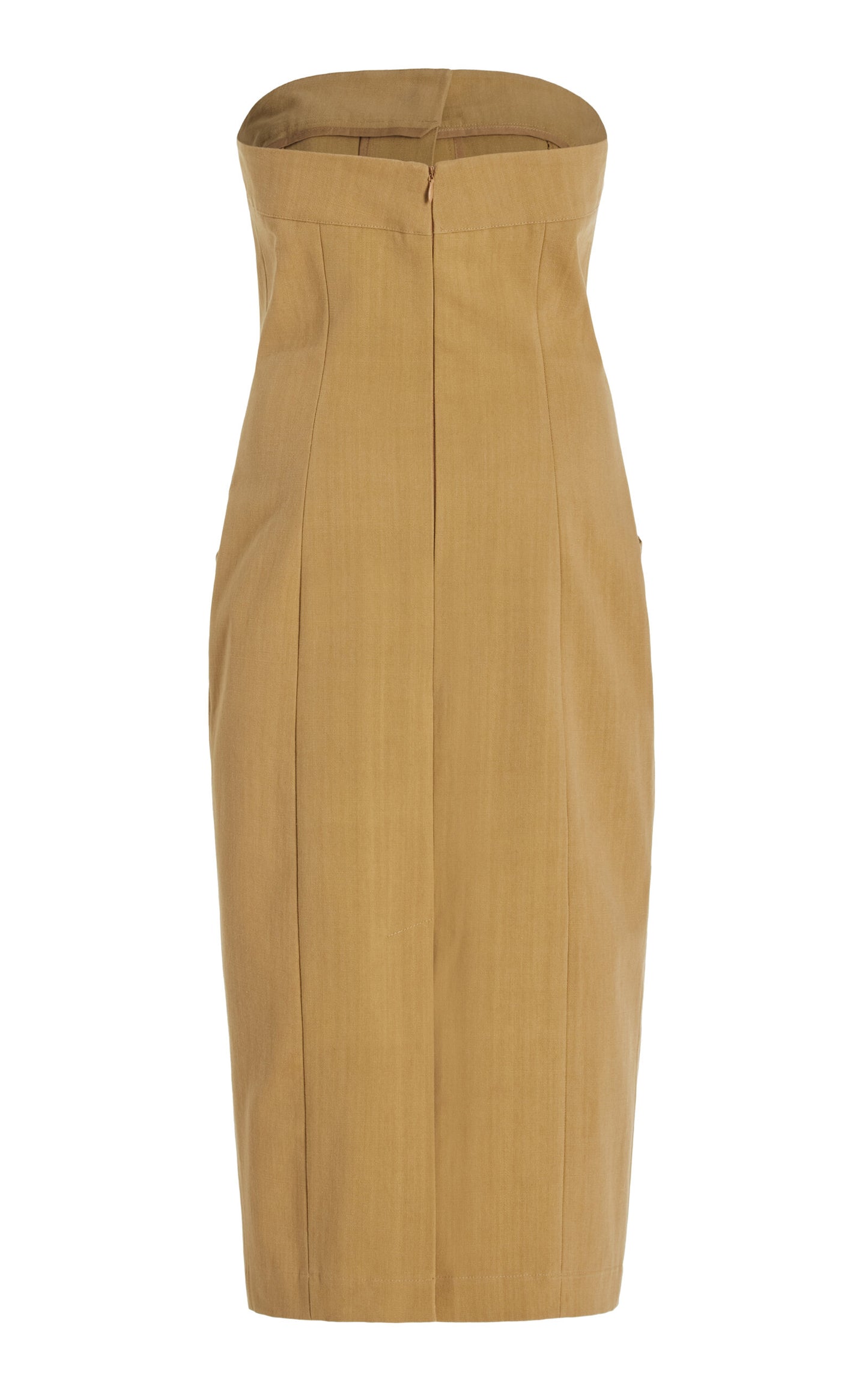 Exclusive Bijou Strapless Buttoned Cotton Midi Dress