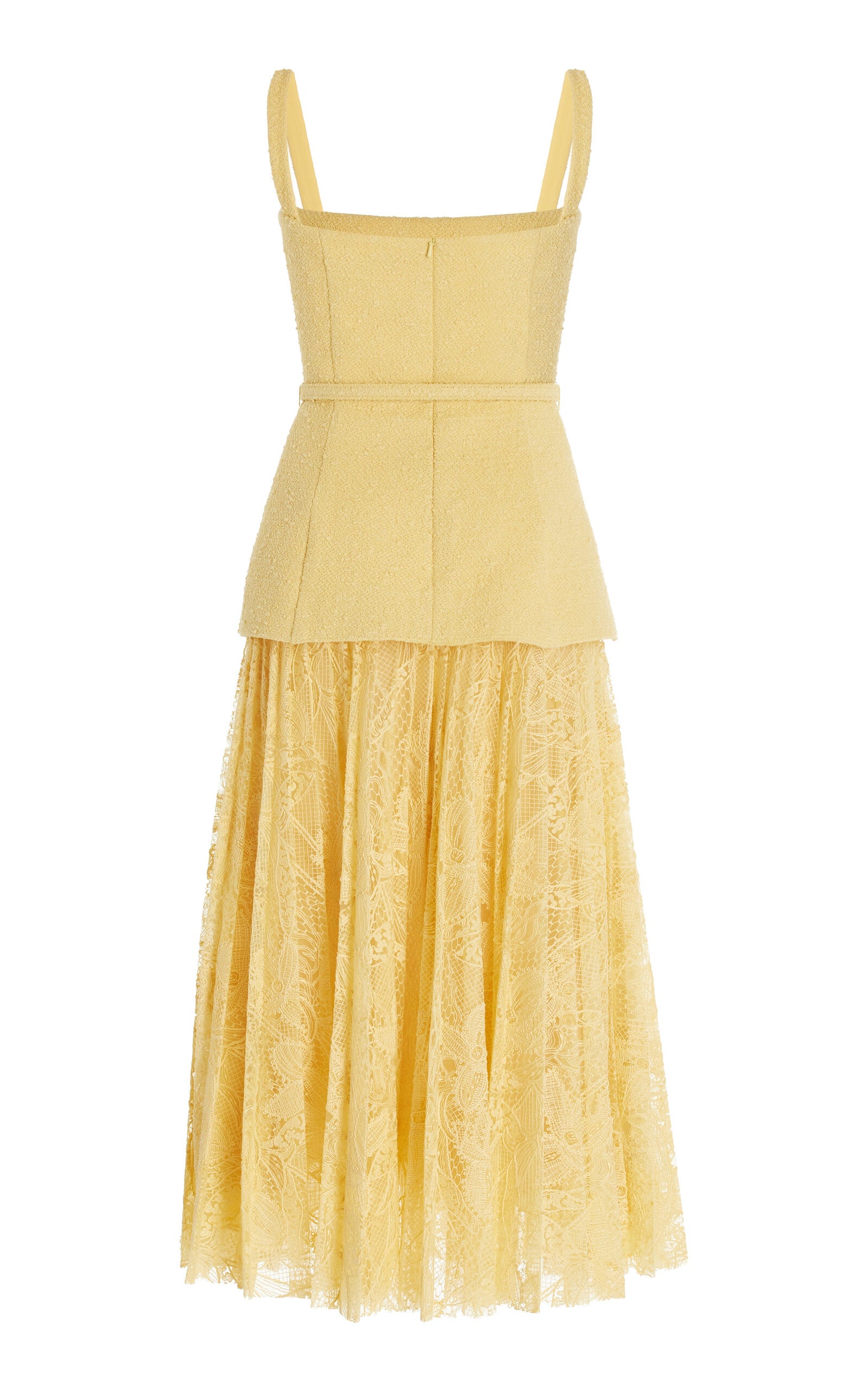 Pleated Tweed-Lace Midi Dress Simple gentle beautiful and grand