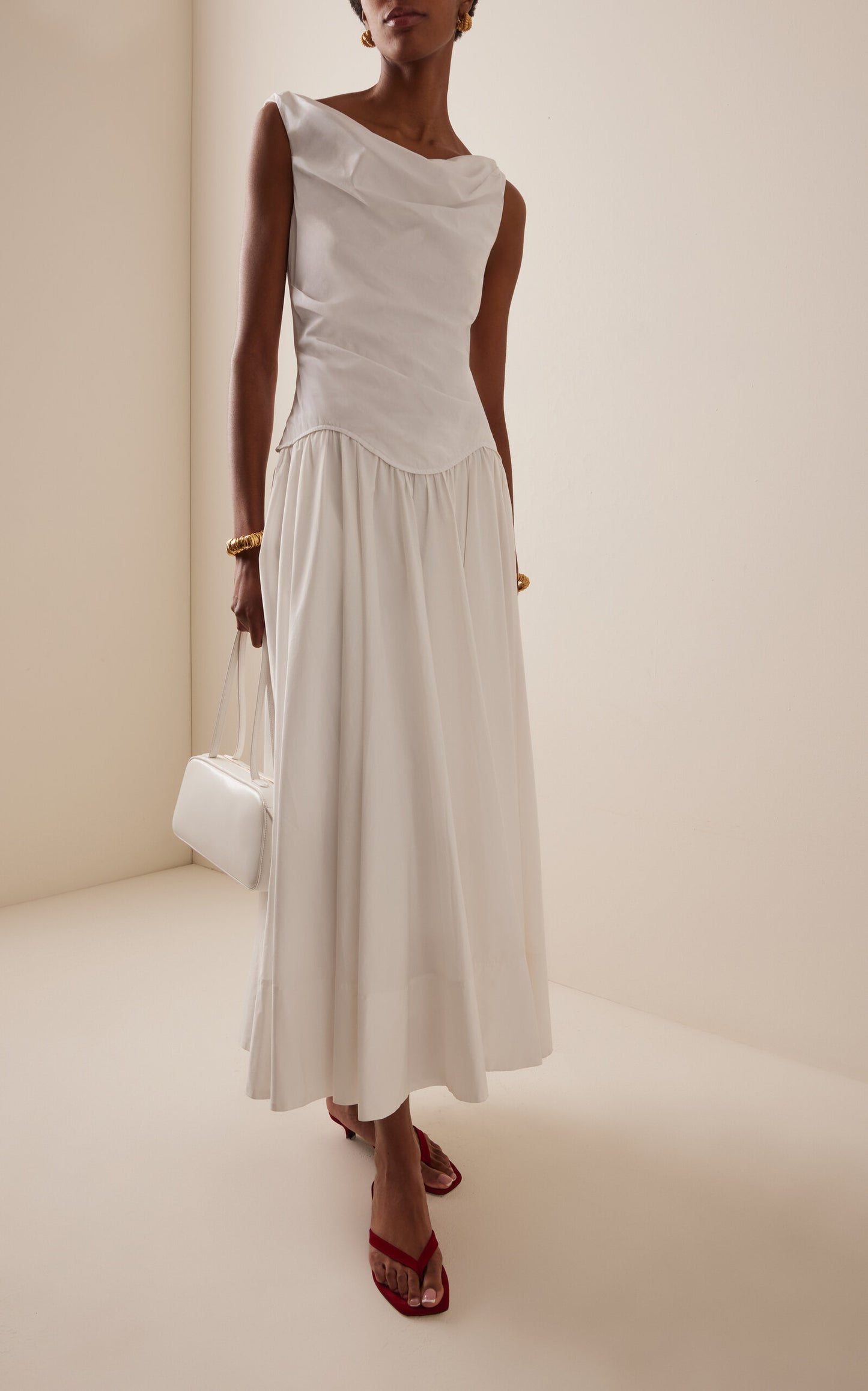 Knit-Cotton Midi Dress Full of charm simple and atmospheric