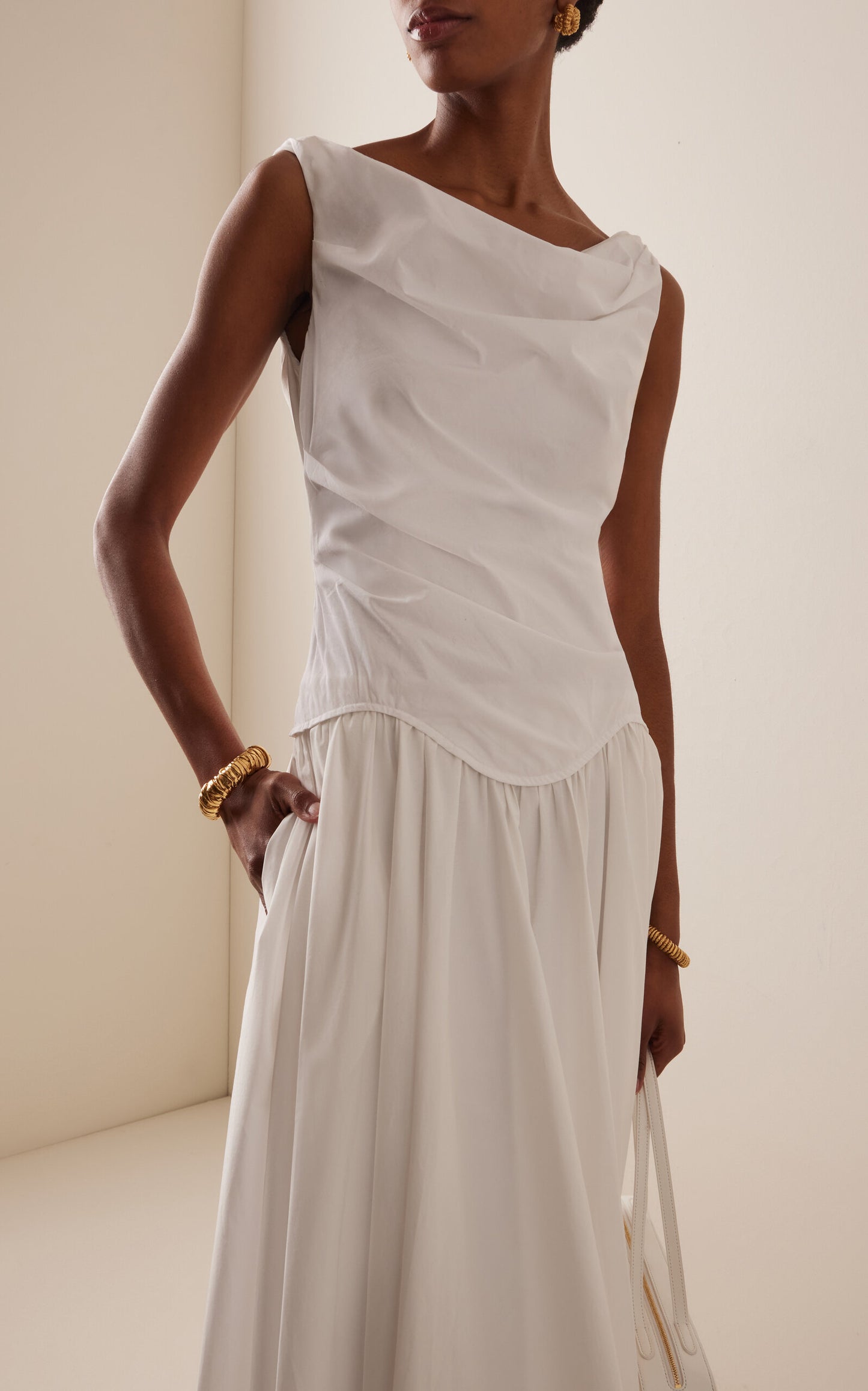 Knit-Cotton Midi Dress Full of charm simple and atmospheric
