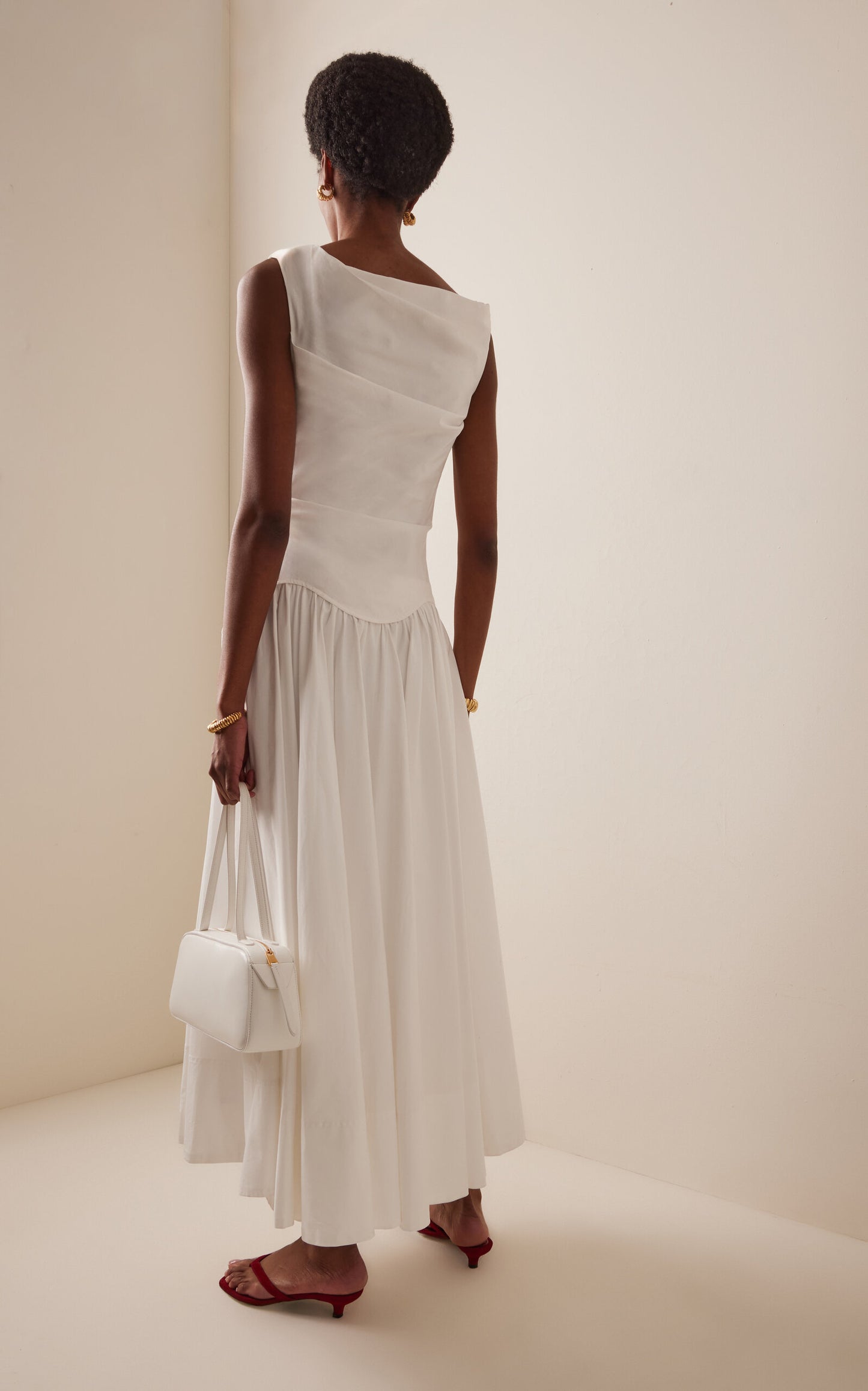 Knit-Cotton Midi Dress Full of charm simple and atmospheric
