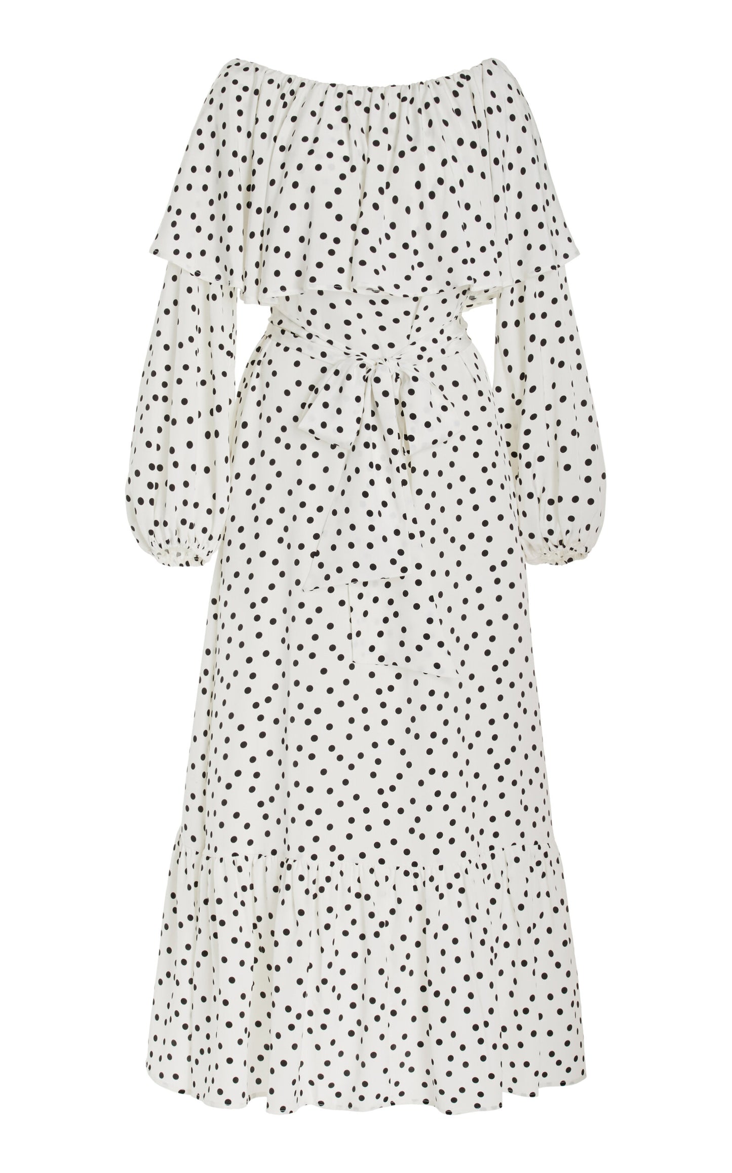 Exclusive Off-The-Shoulder Silk Crepe Maxi Dress Full of charm simple and atmospheric