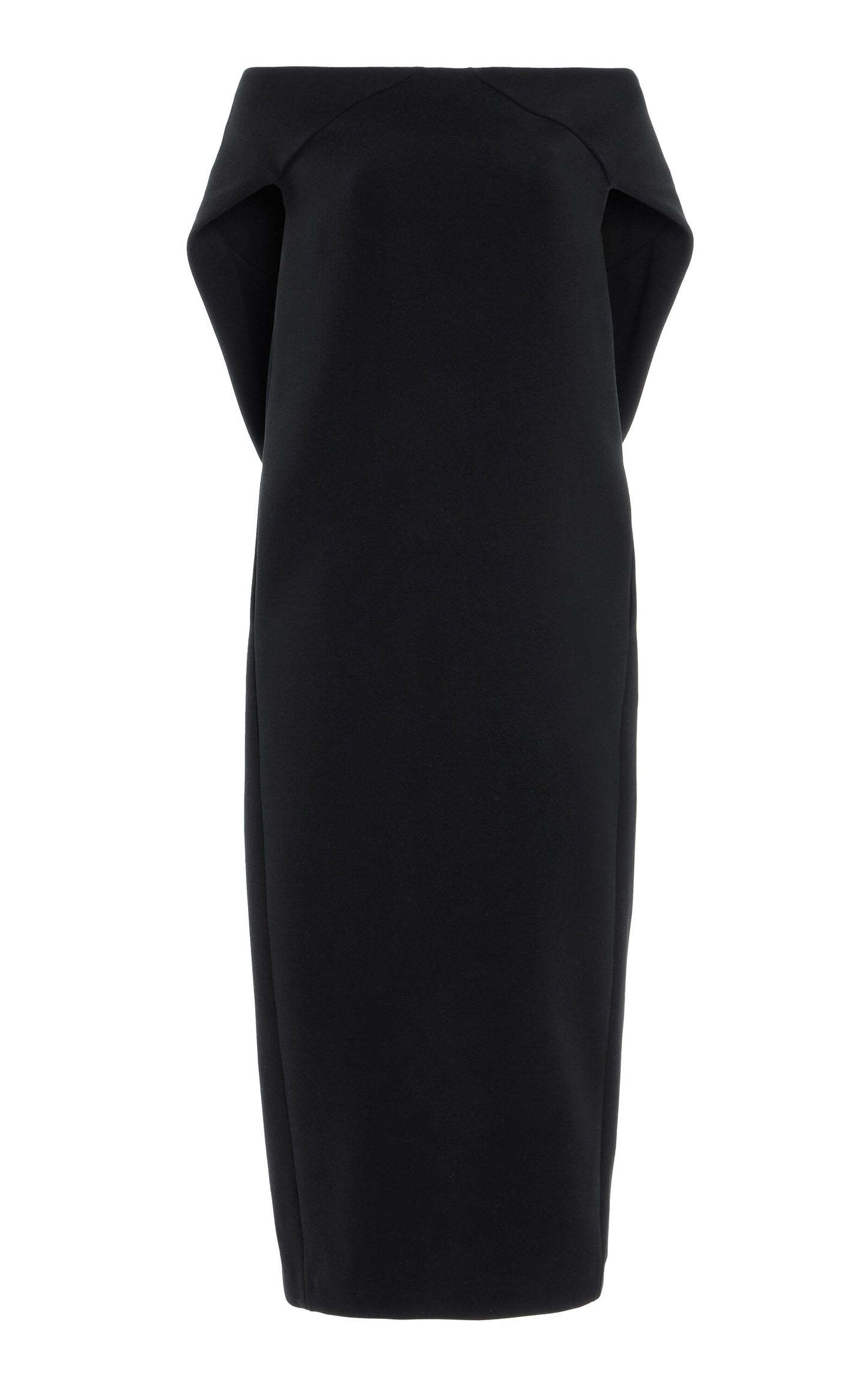 Cape-Detailed Wool Gabardine Midi Dress Full of charm simple and atmospheric