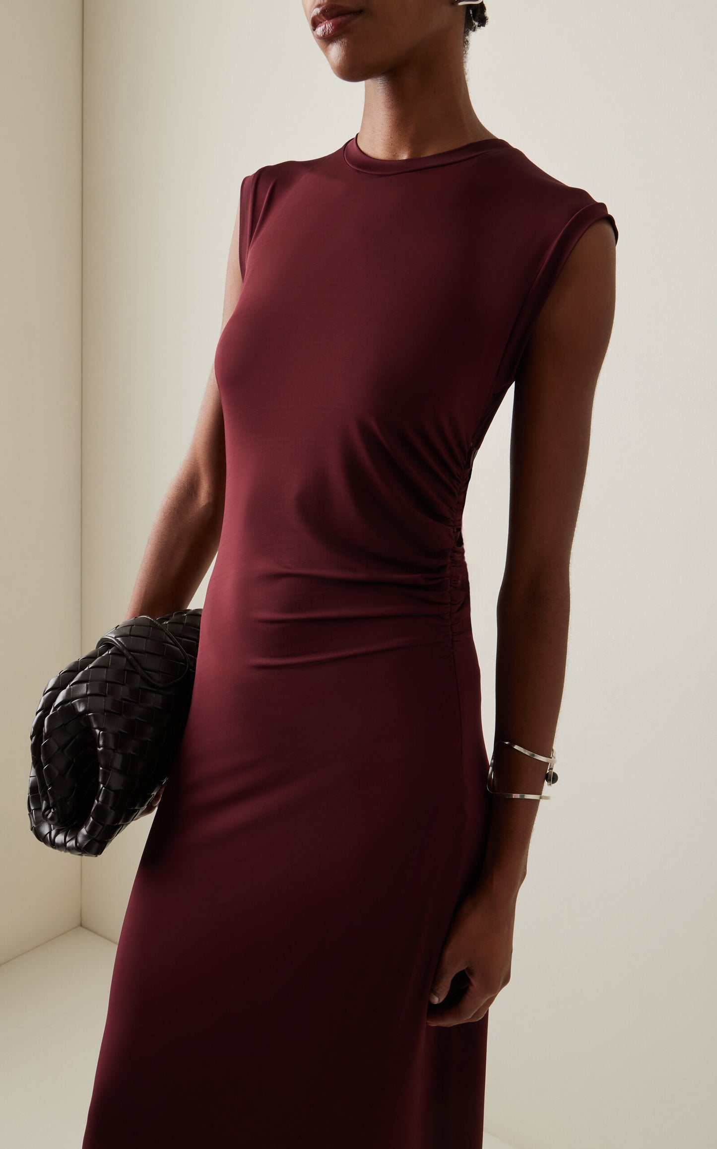 Ruched Jersey Midi Dress Simple gentle beautiful and grand