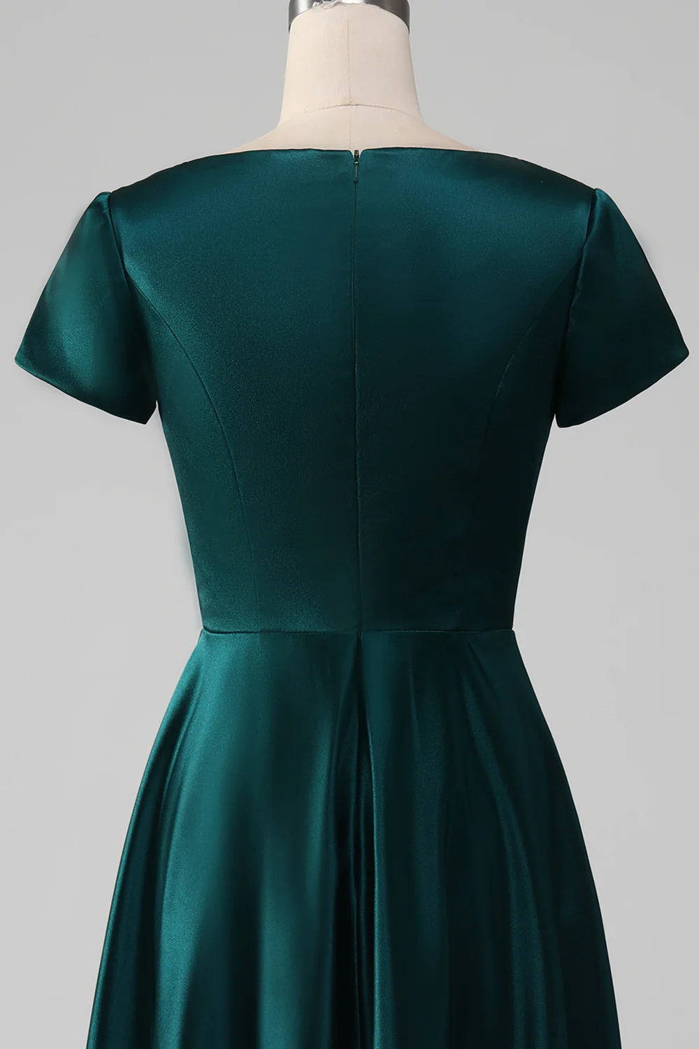 Peacock A-Line Tea-Length Satin Mother of the Bride Dress With Cascading Ruffles