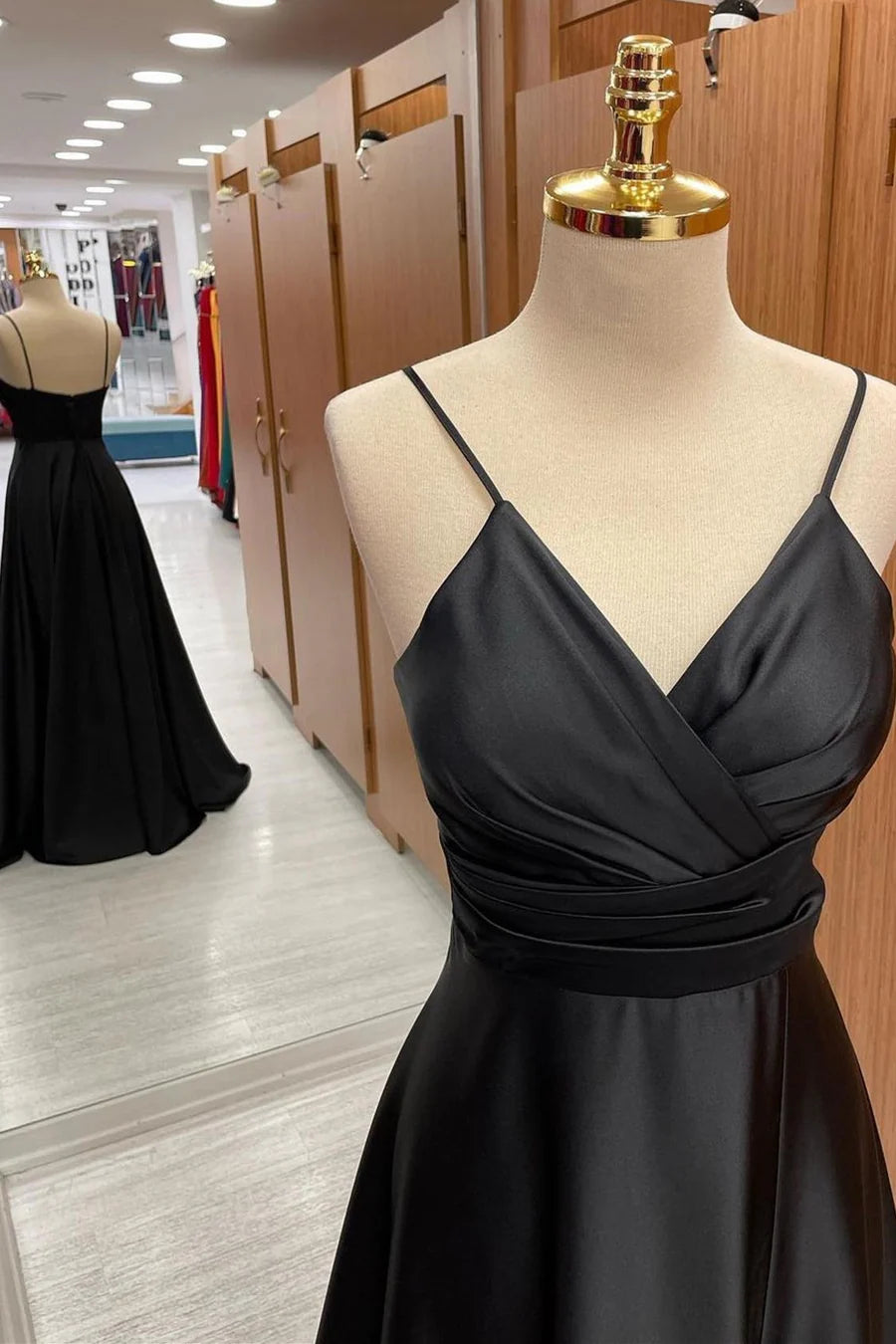 Surplice Spaghetti Strap A-Line Bridesmaid Dress in Simple gentle grand and beautiful