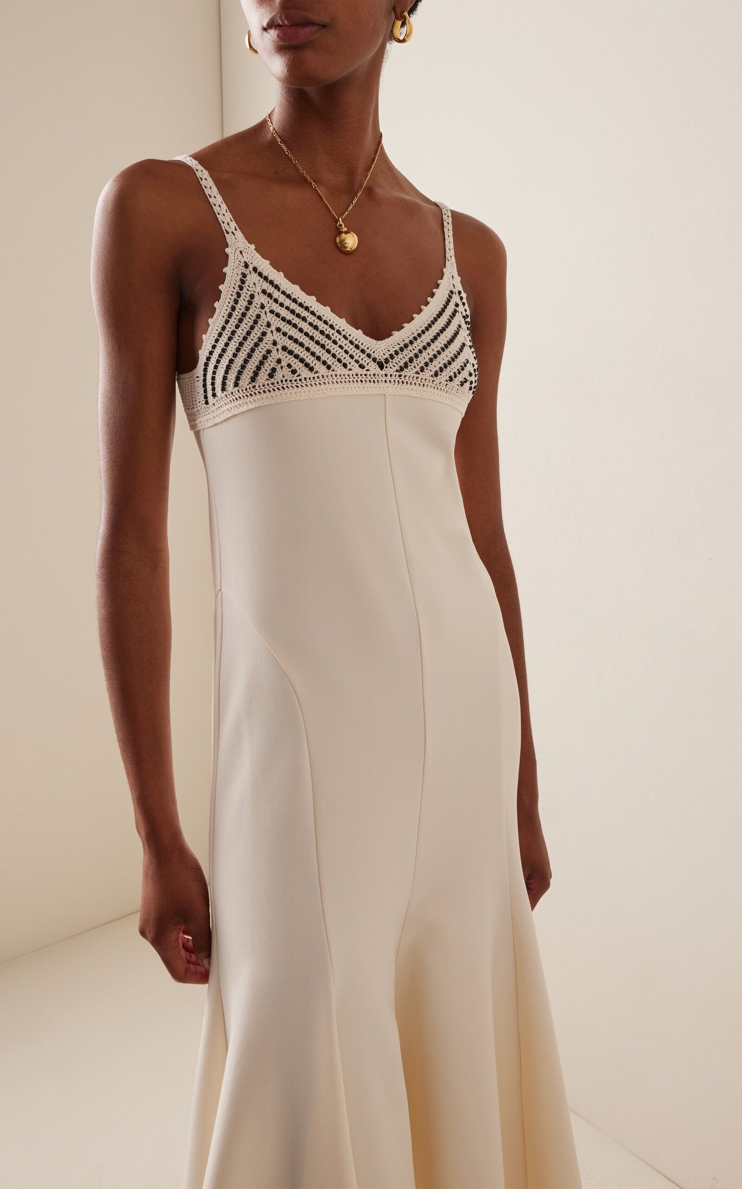 Devi Bead-Embellished Knit-Crepe Midi Dress
