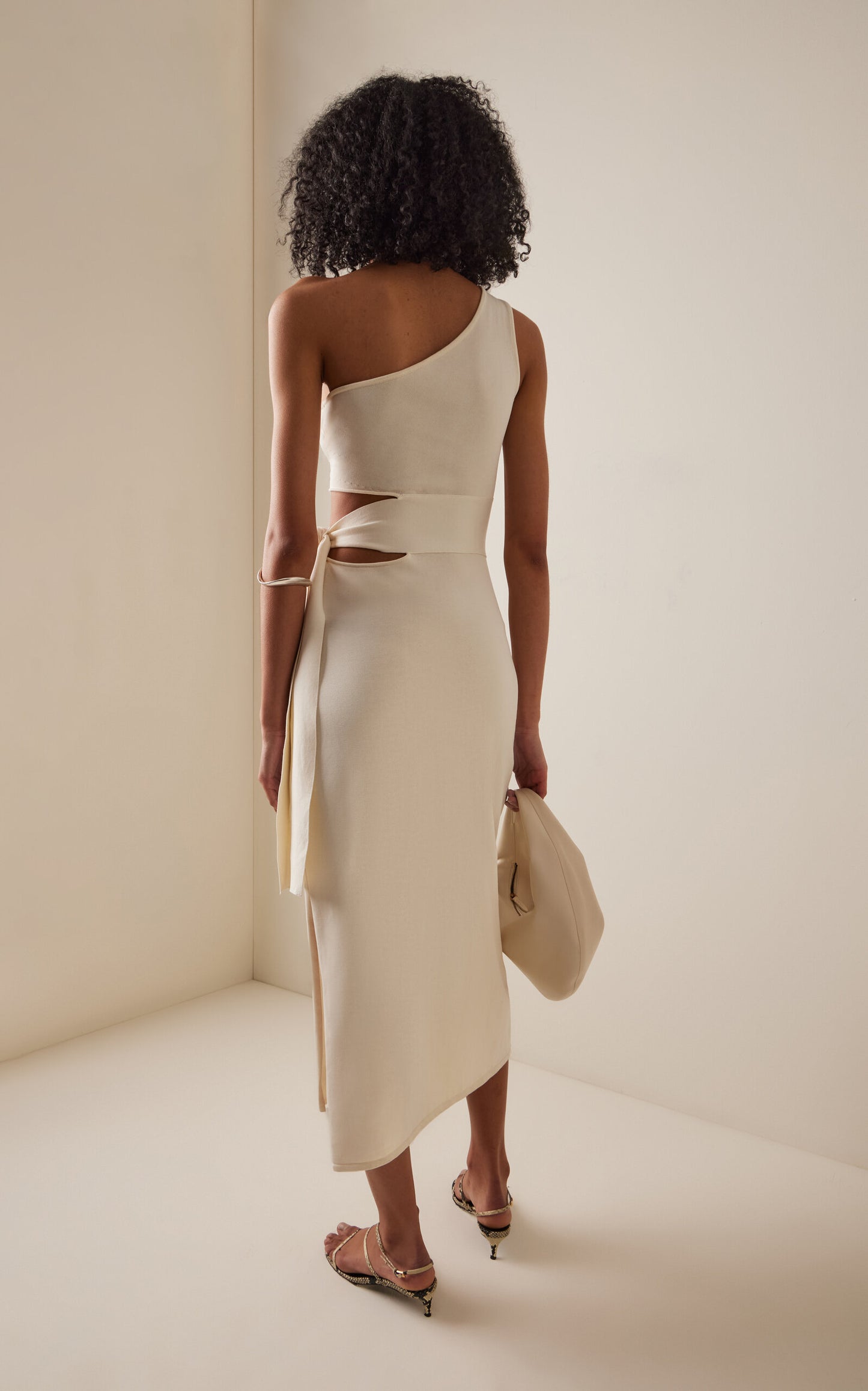 Draped Silk-Cotton Midi Dress Full of charm simple and atmospheric
