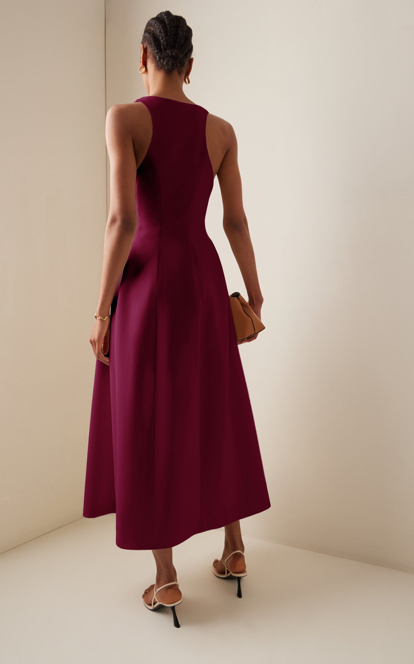 Pleated Crepe Midi Dress Simple gentle beautiful and grand