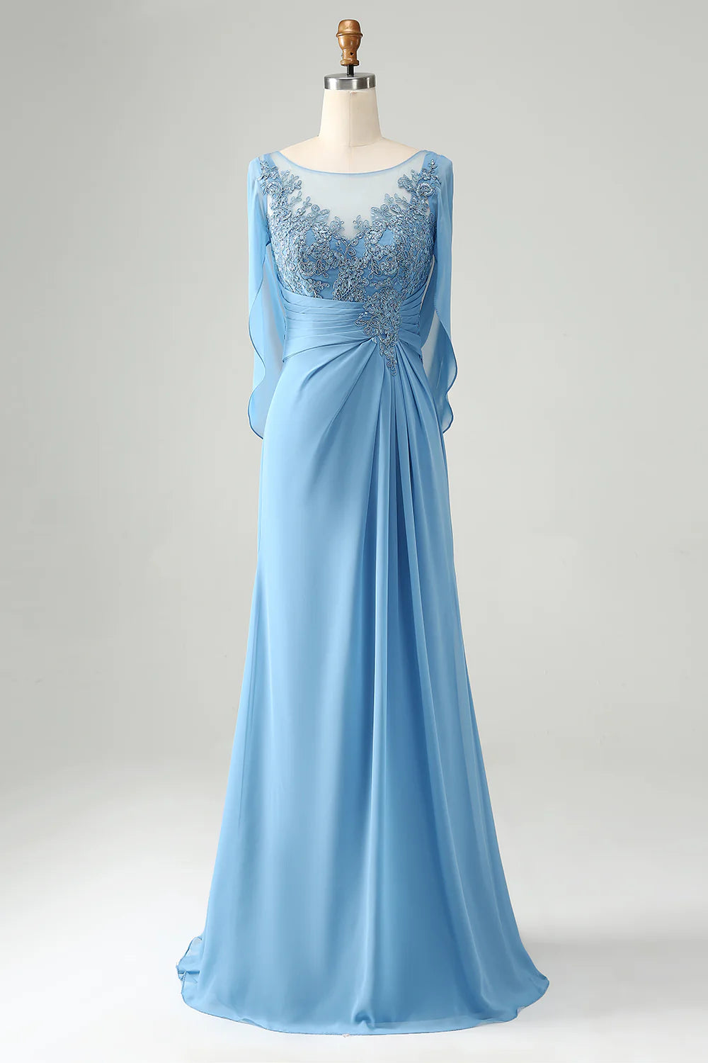Mermaid Beaded Cap Sleeves Mother of the Bride Dress with Appliques