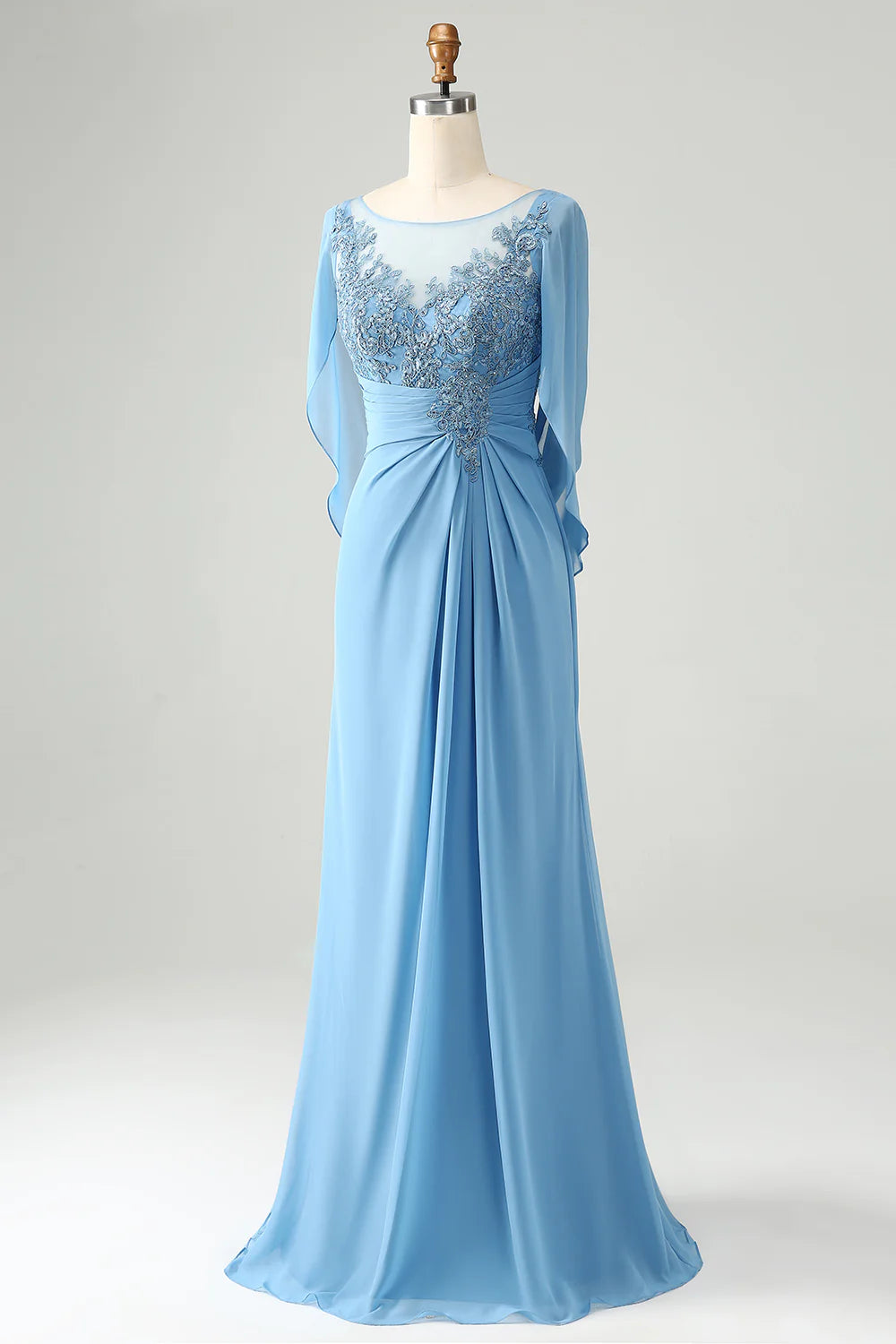 Mermaid Beaded Cap Sleeves Mother of the Bride Dress with Appliques