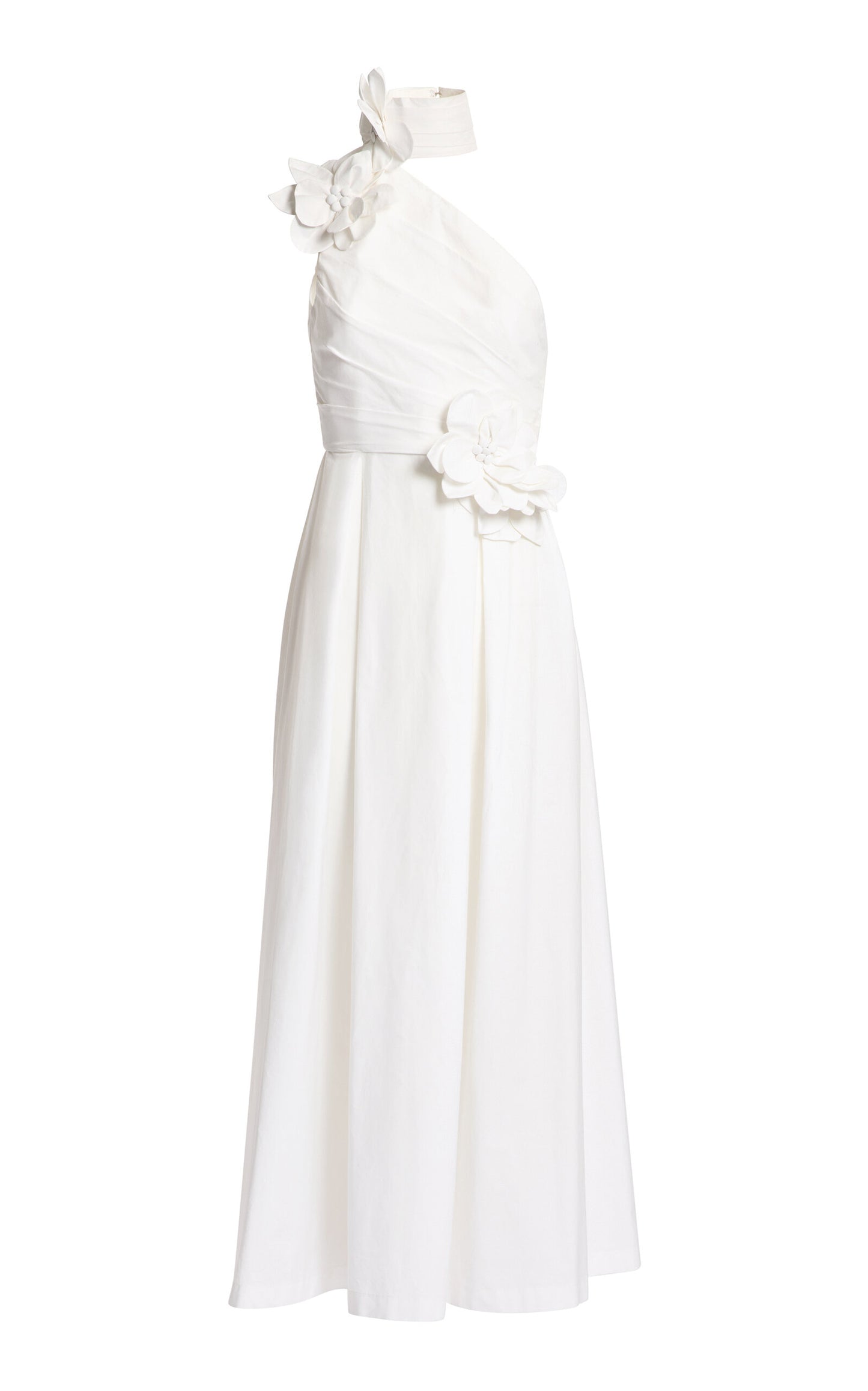 Floral-Appliquéd Cotton Poplin Maxi Dress
