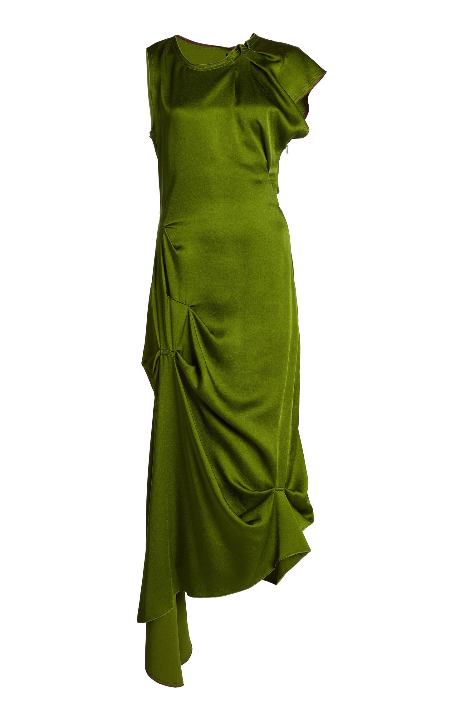 Exclusive Gathered Satin Midi Dress Simple gentle beautiful and grand