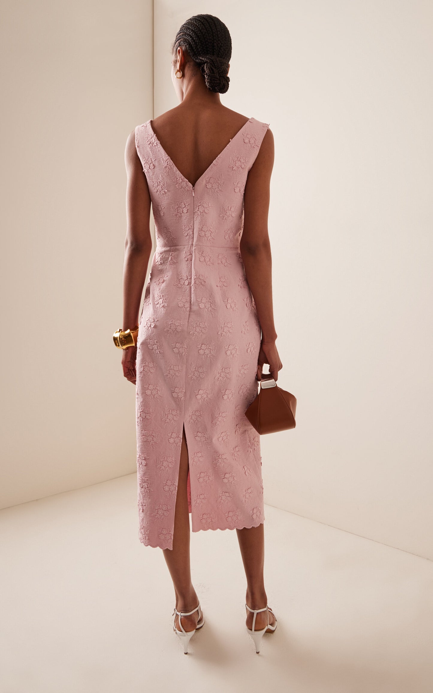 EmbroideEmbroidered Cotton-Blend Midi Dress Simple gentle beautiful and grand