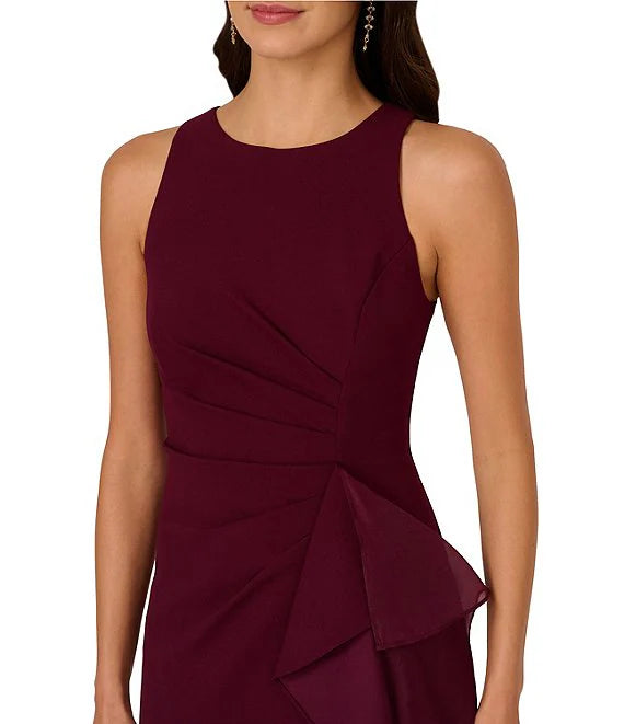 Crew Neck Sleeveless Cascading Ruffle High-Low Dress simple gentle atmospheric and unique desi Bring summer colors to enhance whiteness