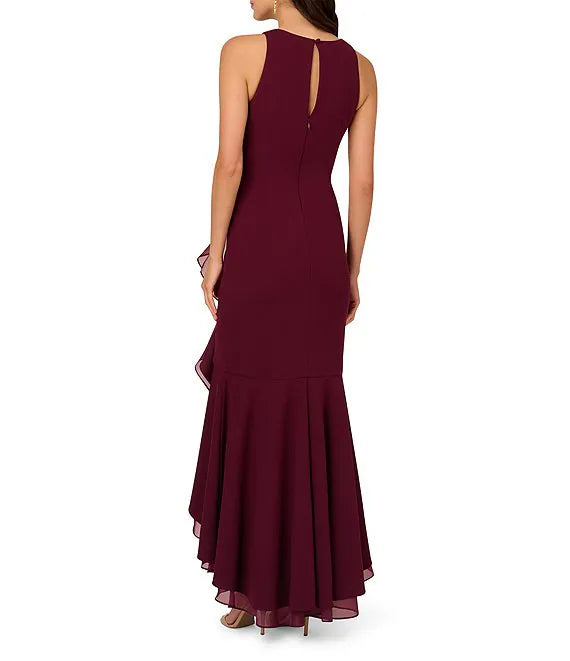 Crew Neck Sleeveless Cascading Ruffle High-Low Dress simple gentle atmospheric and unique desi Bring summer colors to enhance whiteness