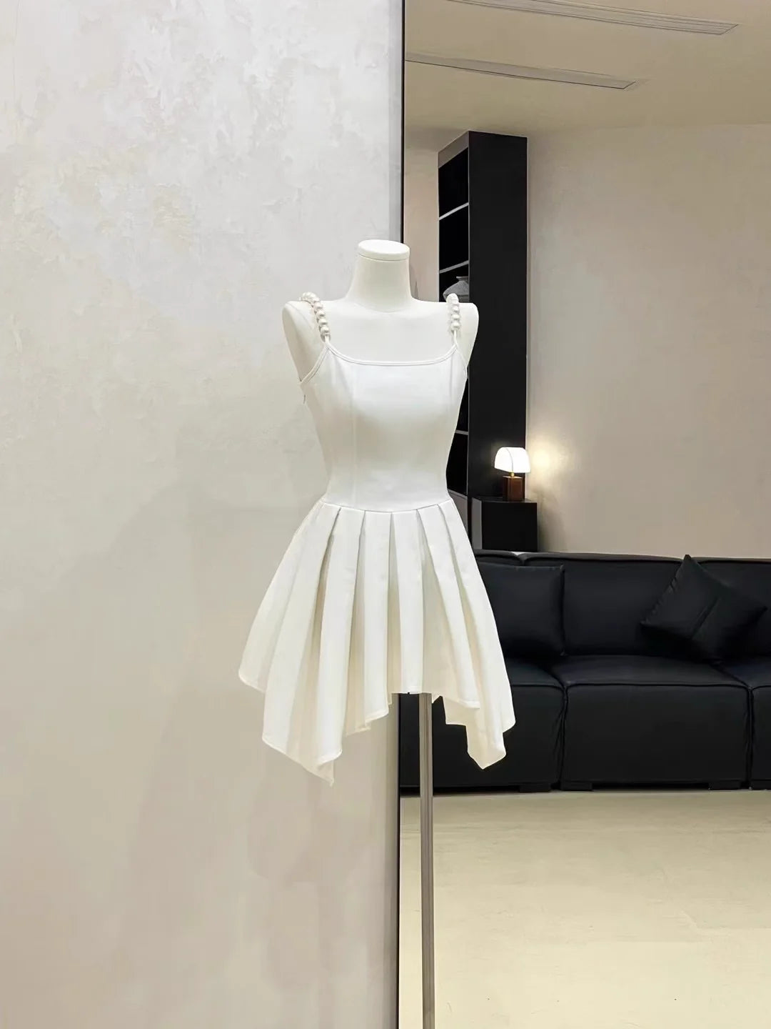 Cute A line Spaghetti Straps Ruffled White Women's Short Vacation Dresses simple gentle atmospheric and unique desi Bring summer colors to enhance whiteness