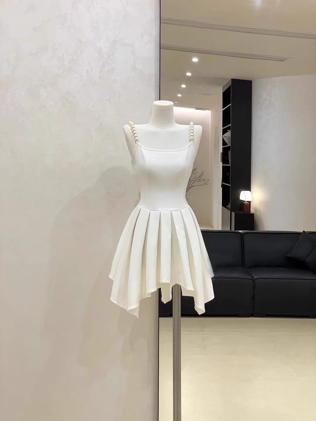 Cute A line Spaghetti Straps Ruffled White Women's Short Vacation Dresses simple gentle atmospheric and unique desi Bring summer colors to enhance whiteness