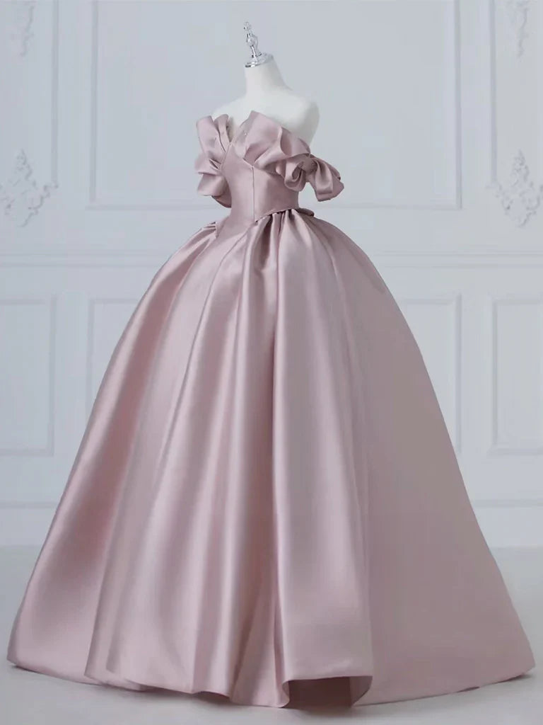 Pink Satin Long Prom Dress Pink Long Evening Dress gowns evening dresses simple gentle atmospheric and unique desi Bring summer colors to enhance whiteness