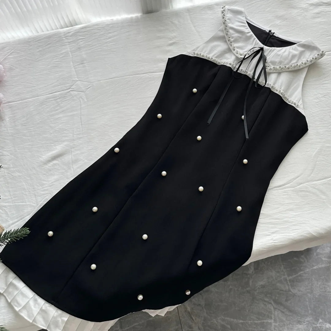 Pretty Black Sleeveless A Line Mini Birthday Dress Holiday Dress simple gentle atmospheric and unique desi Bring summer colors to enhance whiteness
