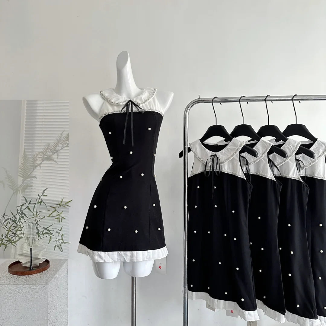 Pretty Black Sleeveless A Line Mini Birthday Dress Holiday Dress simple gentle atmospheric and unique desi Bring summer colors to enhance whiteness