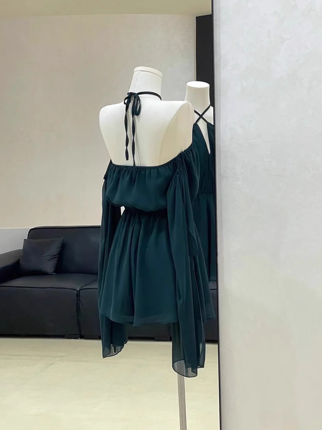 Sexy A line Off The Shoulder Ruffled Short Long Sleeve Women Dresses simple gentle atmospheric and unique desi Bring summer colors to enhance whiteness