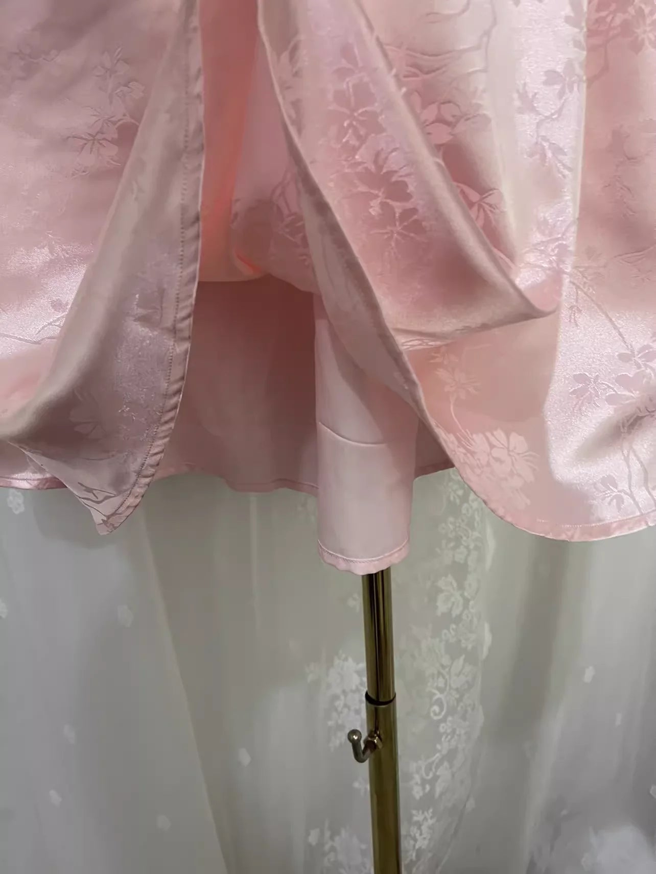 Sexy A line Spagetti Straps Pink Satin Floral Vacation Dress Birthday Dresses simple gentle atmospheric and unique desi Bring summer colors to enhance whiteness