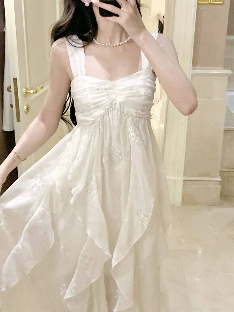 Sexy French High Low Square Neckline Christmas Dress Ivory Birthday Dresses Birthday Outfits simple gentle atmospheric and unique desi Bring summer colors to enhance whiteness