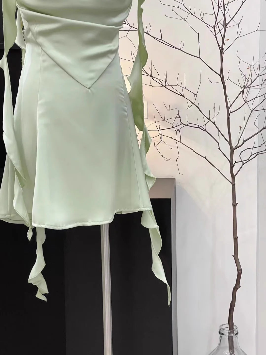 Sexy Sheath Straps Sleeveless Ruffled Sage Green Short Women's Holiday Summer Dresses simple gentle atmospheric and unique desi Bring summer colors to enhance whiteness