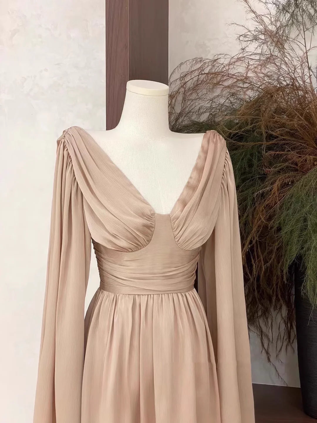 Simple A Line V Neckline Ruffled Long Sleeves Short Women's Holiday Dresses simple gentle atmospheric and unique desi Bring summer colors to enhance whiteness