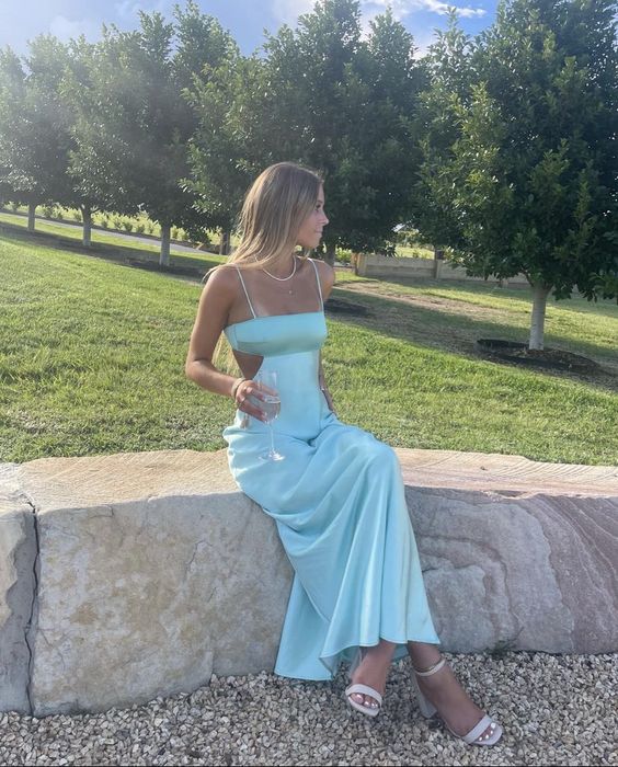 Light Blue Prom Dress Long Evening Dress