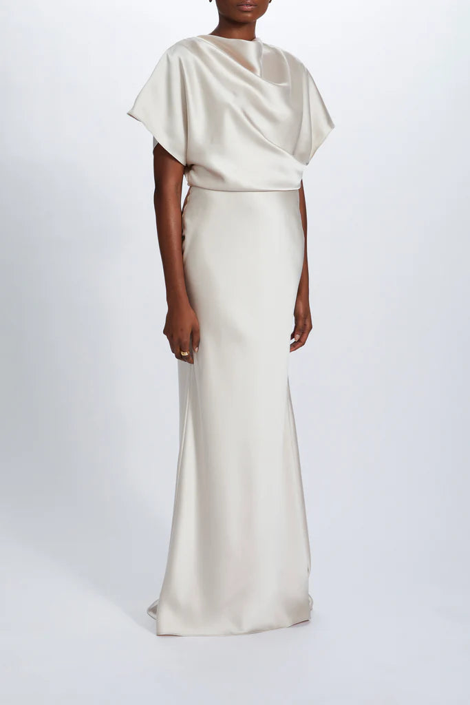 Fluid Satin Draped Gown Simple atmospheric beautiful and unique design