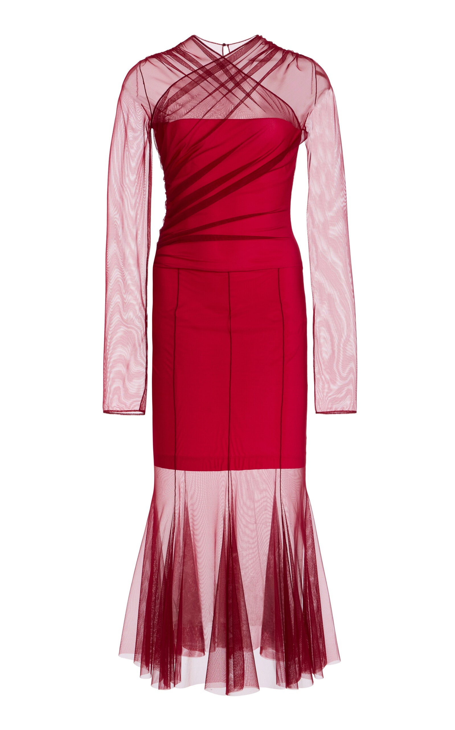 Ladies' Spring And Summer Vacation Cape-Detailed Beaded Draped Tulle Midi Dress