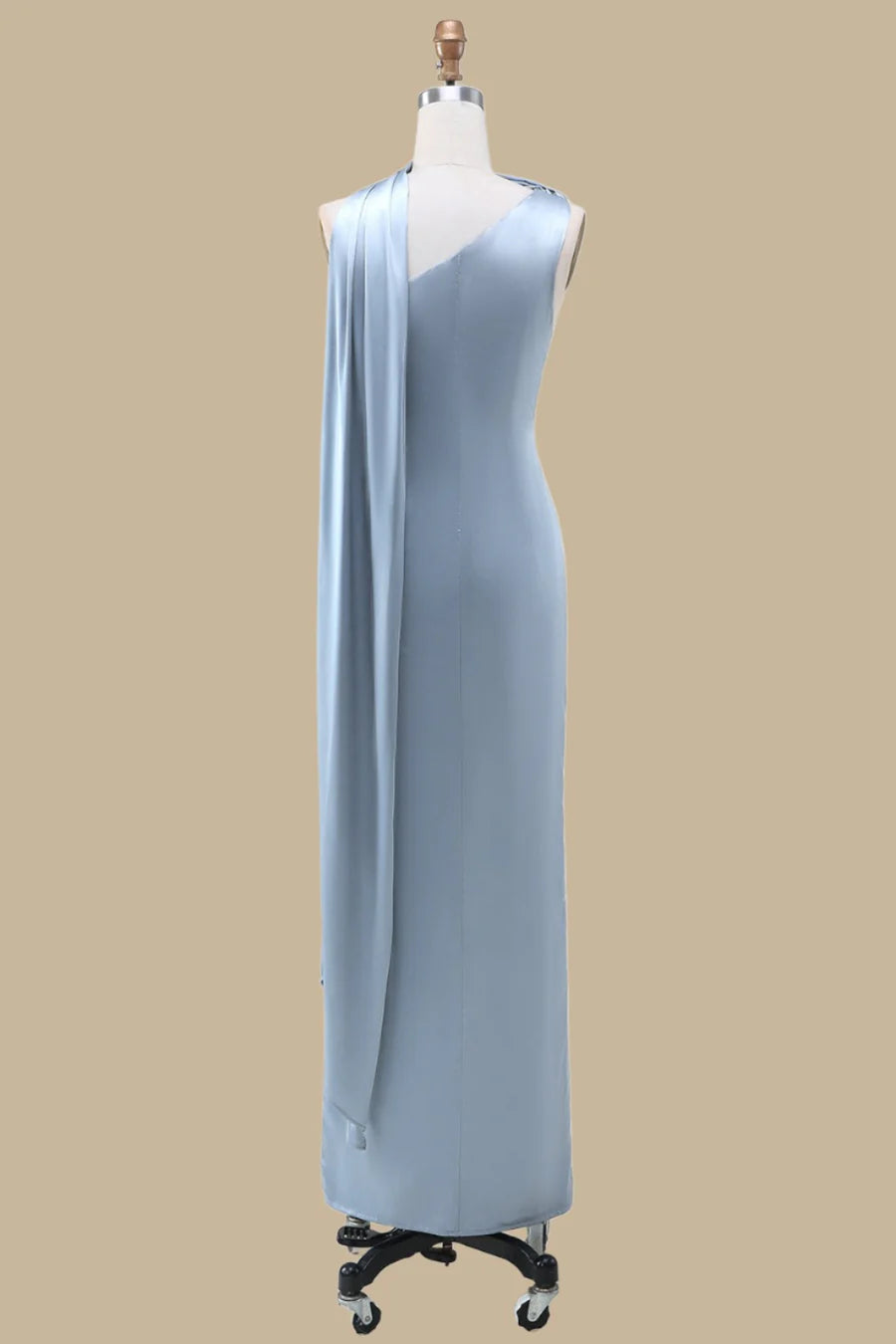 One-Shoulder Maxi Dress with Sash Simple gentle grand and beautiful