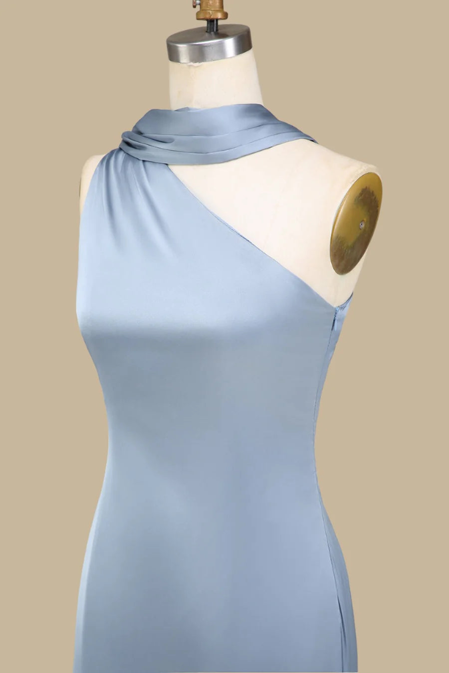 One-Shoulder Maxi Dress with Sash Simple gentle grand and beautiful
