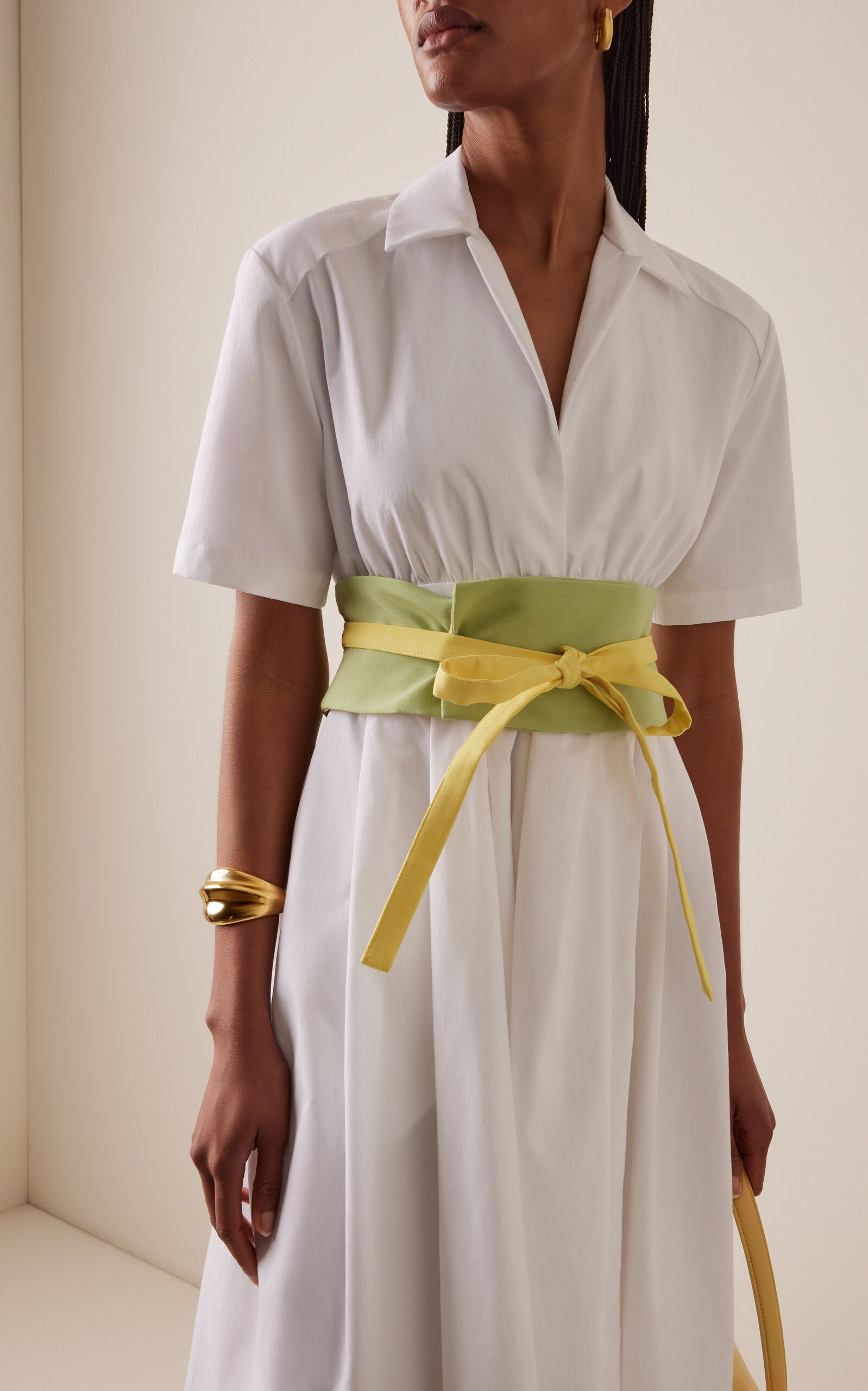 Exclusive Obi Cotton-Poplin Midi Shirt Dress Full of charm simple and atmospheric