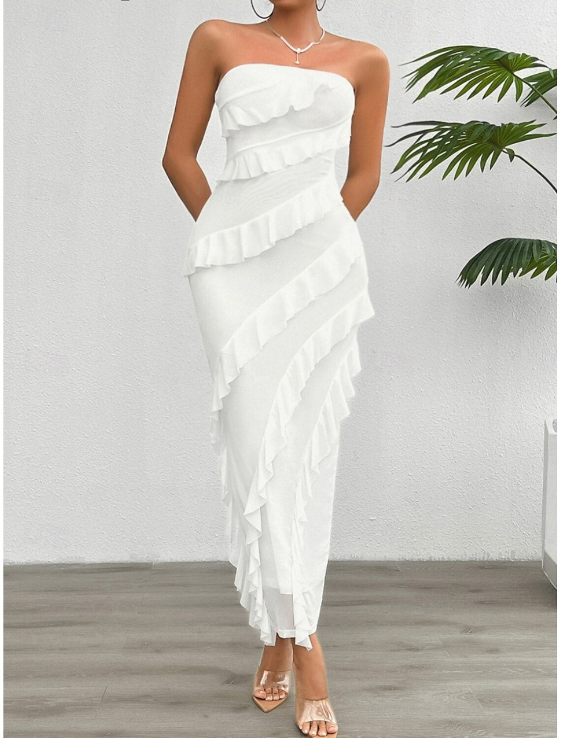 Women's Long Dress Maxi Dress White Dress Prom Dress Party Dress Cocktail Dress Fashion Modern Festival Dress Wedding Party Special Occasion Regular Fit Plain Sleeveless Strapless White Pink Blue