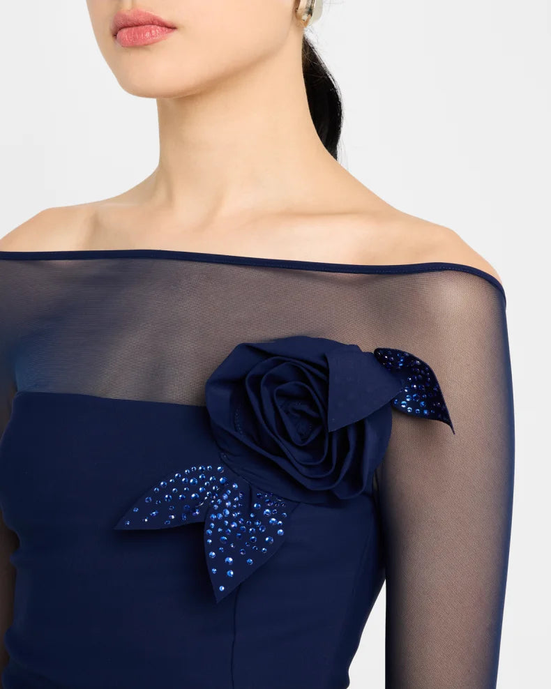 Saori Off-Shoulder Illusion Mermaid Gown Beautiful and charming simple and unique design