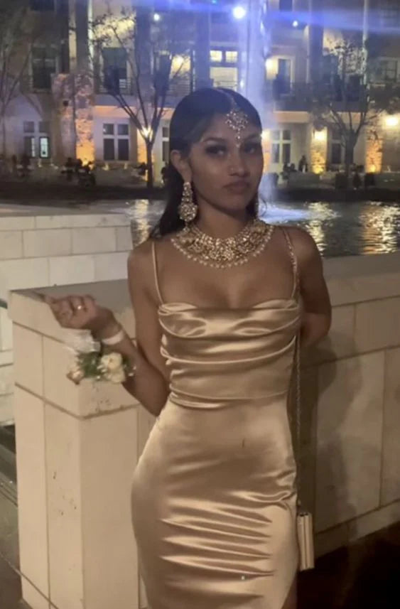 Champagne prom evening dresses party gown