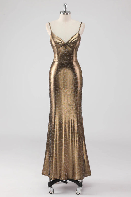 Mermaid Spaghetti Straps Long Formal Dress with Beading