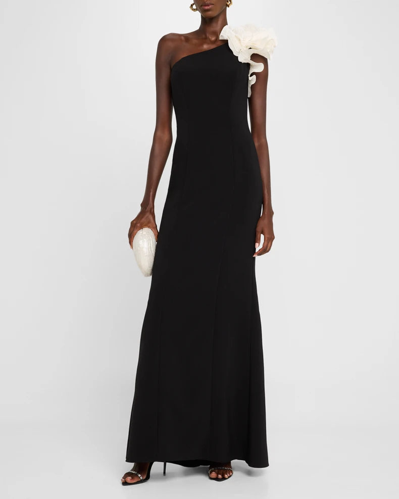 One-Shoulder Crepe Gown Beautiful and charming simple and unique design